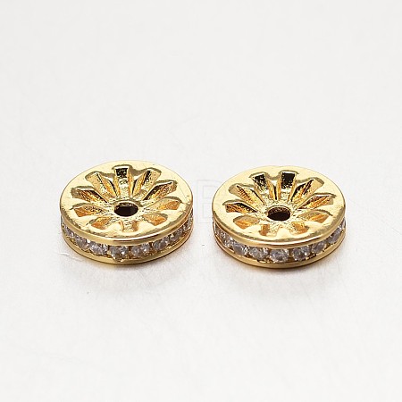Brass Micro Pave Grade AAA Cubic Zirconia Beads ZIRC-O010-6mm-07G-NR-1