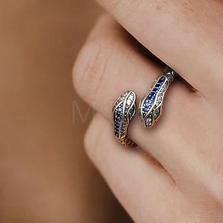 Alloy Rhinestone Cuff Open Rings WG95780-01-1