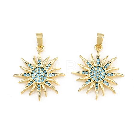 Brass Micro Pave Sky Blue Cubic Zirconia Pendants CU-CBAA571-08G-1