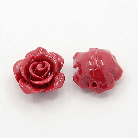 Synthetic Coral 3D Flower Rose Beads CORA-A005-14mm-03-1