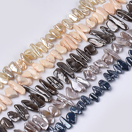 Electroplate Shell Pearl Beads Strands SSHEL-S261-01-1