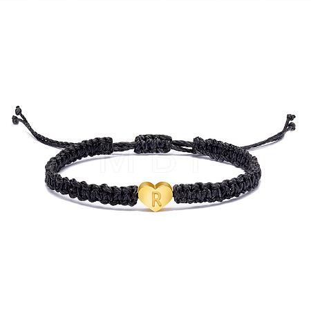 Alloy Heart with Letter Pattern Bead Braided Bead Bracelets FS-WGEB992-18-1
