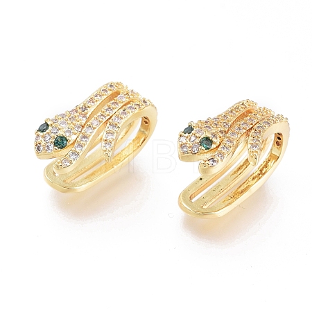 Brass Micro Pave Cubic Zirconia Cuff Earrings EJEW-G279-08G-1
