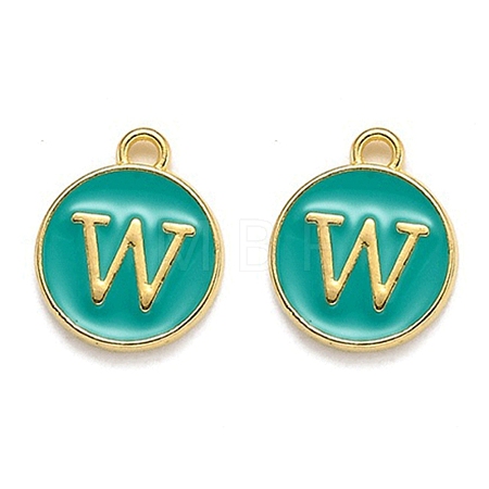 Golden Plated Alloy Enamel Charms X-ENAM-Q437-15W-1