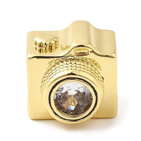 Rack Plating Brass Cubic Zirconia European Beads KK-Q784-41G-1