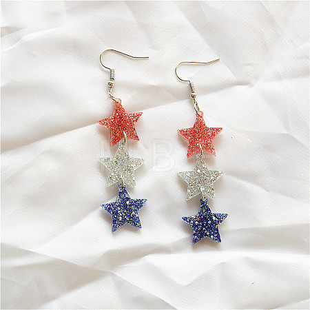 Independence Day Alloy Acrylic Dangle Earrings FS-WG49294-04-1