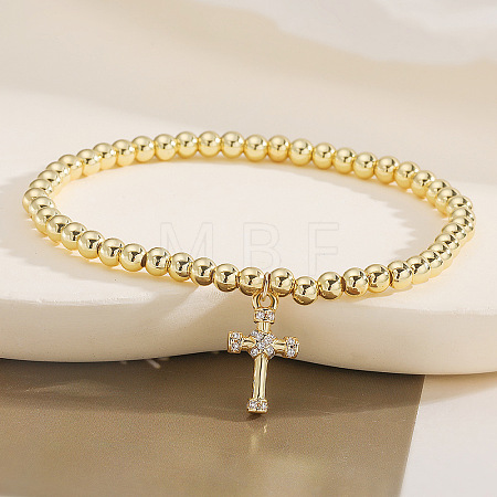 Brass Micro Pave Clear Cubic Zirconia Charm Bracelets WG86A15-06-1