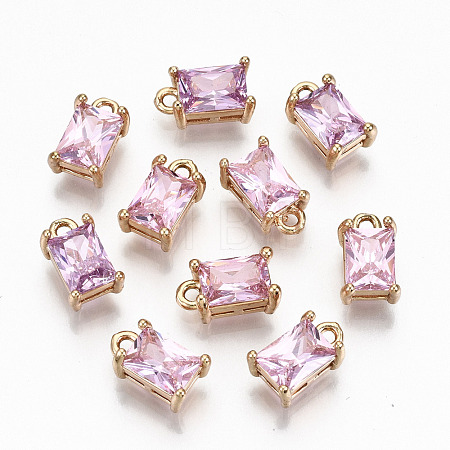 Brass Glass Rhinestone Pendants X-GLAA-S179-21G-RS-1