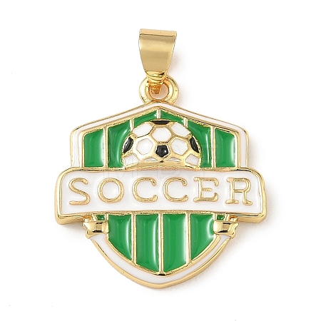 Football Theme Brass Enamel Pendants KK-A303-01F-G-1