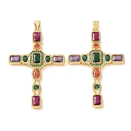 Brass Pave Colorful Cubic Zirconia Pendants CU-CBA2907-01A-G-1