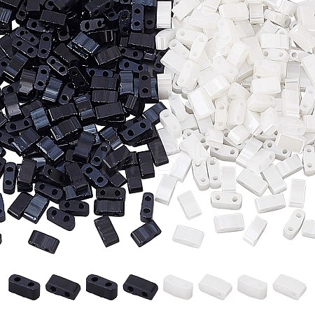 300Pcs 2 Colors 2-Hole Opaque Glass Seed Beads SEED-AR0001-31-1