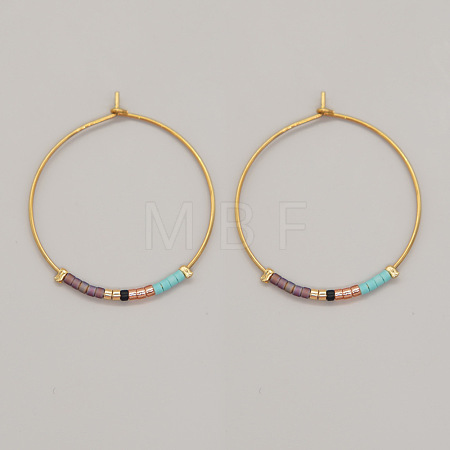 Bohemian Handmade Glass Seed Beads Hoop Earrings AM1646-3-1