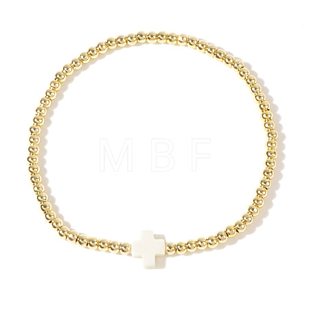 Brass Round Beads Stretch Bracelets VH4184-16-1