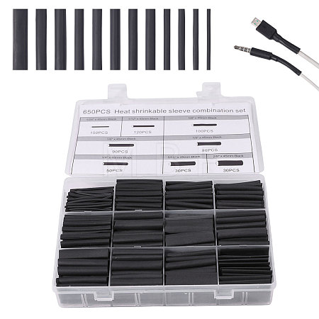 650Pcs PE Plastic Insulating Heat Shrink Tubing FIND-WH0816-218-1