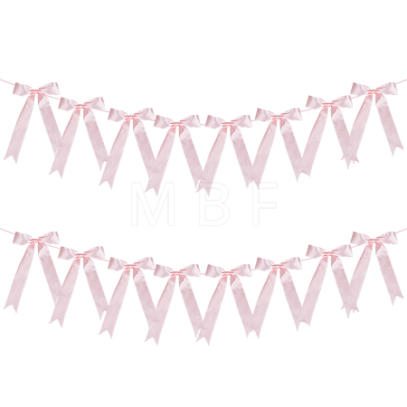 Polyester Bowknot Hanging Banner OFST-WH0004-121B-1