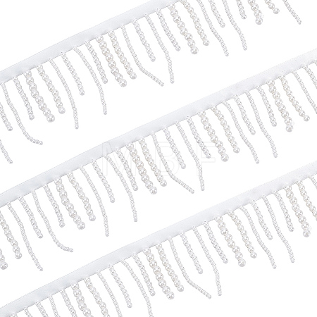 2 Yards Plastic Imitation Pearl & Polyester Beaded Trim Garland Strand OCOR-CY0004-08-1
