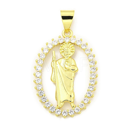 Rack Plating Brass Micro Pave Clear Cubic Zirconia Pendants KK-B091-21G-05-1