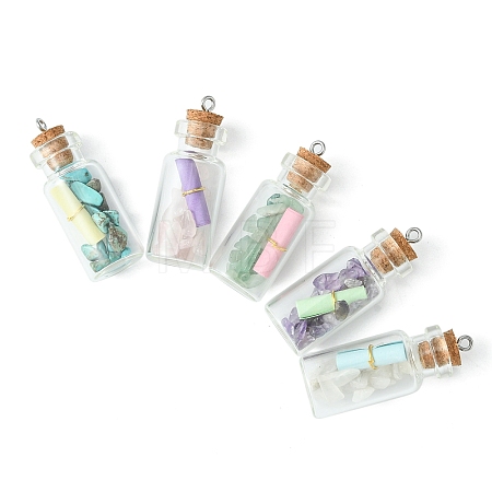 Wishing Bottle Glass Bottle Pendants PALLOY-JF02127-1