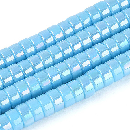 AB Color Plated Opaque Glass Beads Strands LS-GLAA-T026-3x6mm-P06-1