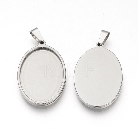 Non-Tarnish 201 Stainless Steel Pendant Cabochon Settings X-STAS-S073-08P-1