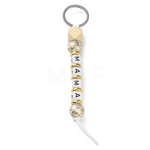 Wood and Plastic Beads Keychain Decorationes KEYC-B016-01-1