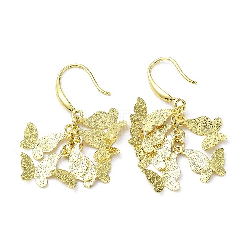 Rack Plating Brass Butterfly Dnagle Earrings KK-C029-10G-1