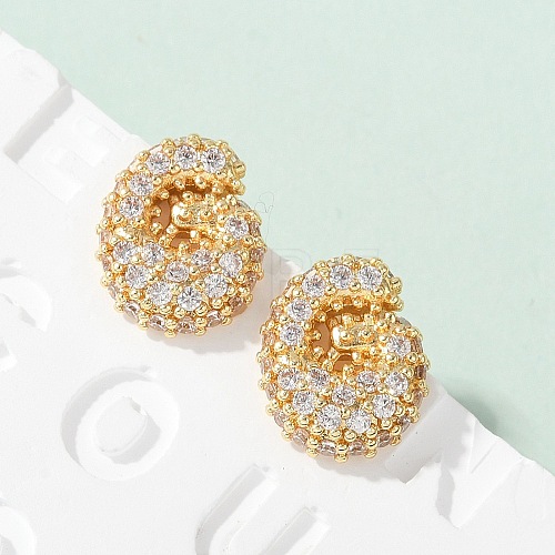 Brass Micro Pave Cubic Zirconia Stud Earrings EJEW-Z091-04G-G-1