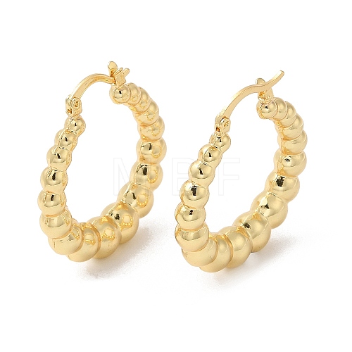 Rack Plating Brass Round Beaded Hoop Earrings EJEW-R150-12G-1