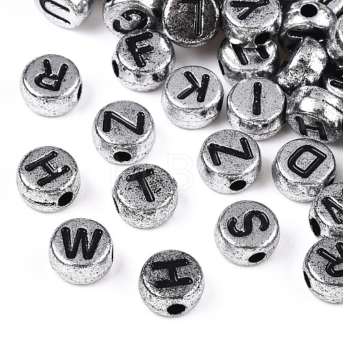 Plated Acrylic Horizontal Hole Letter Beads PACR-Q099-M03-S-1