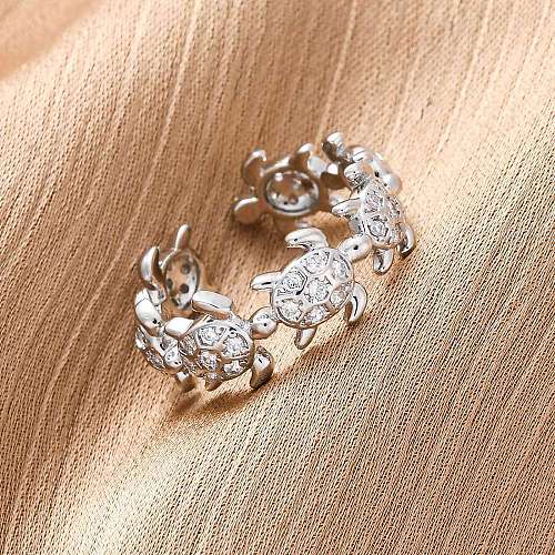 Brass Micro Pave Clear Cubic Zirconia Cuff Rings for Women RJEW-G345-01P-1