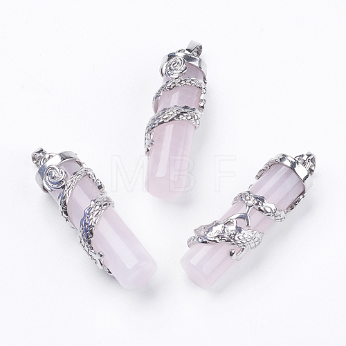 Natural Rose Quartz Pendants G-F228-23P-RS-1