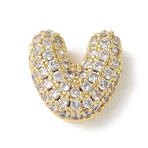 Brass Micro Pave Cubic Zirconia Beads KK-P290-61G-V-1