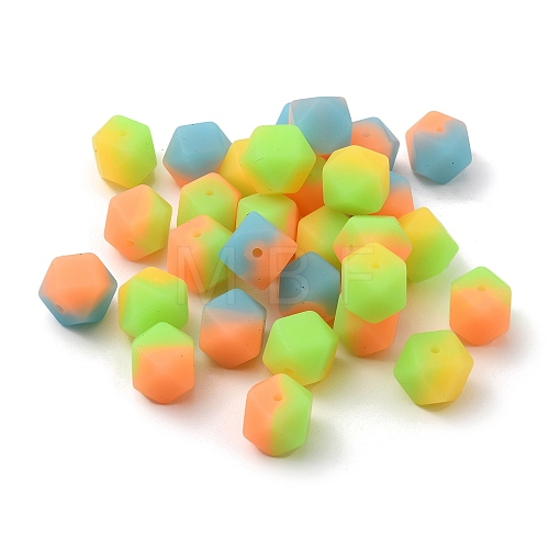  30Pcs 3 Colors Two Tone Luminous Silicone Beads SIL-NB0001-10-1