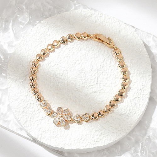 Brass Micro Pave Cubic Zirconia Chain Bracelets KK-R217-48G-1