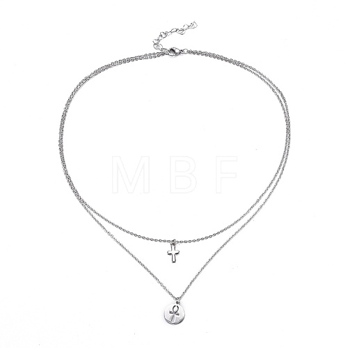 304 Stainless Steel Tiered Necklaces X-NJEW-JN02350-02-1