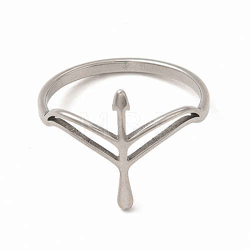 304 Stainless Steel Hollow Out Arrow Finger Ring for Women RJEW-K239-07P-1