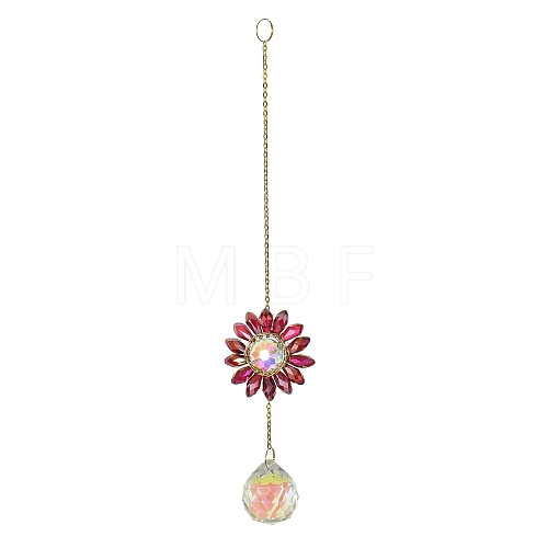 Glass Flower Hanging Suncatchers HJEW-P018-F02-1