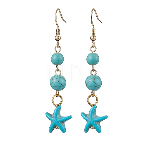 Synthetic Turquoise Dangle Earrings EJEW-JE05849-02-1