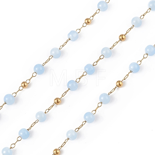Dyed Natural Jade Round Beaded Chain CHS-C006-01G-1
