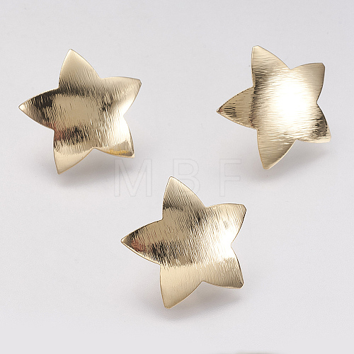 Brass Stud Earring Findings X-KK-F731-03G-1