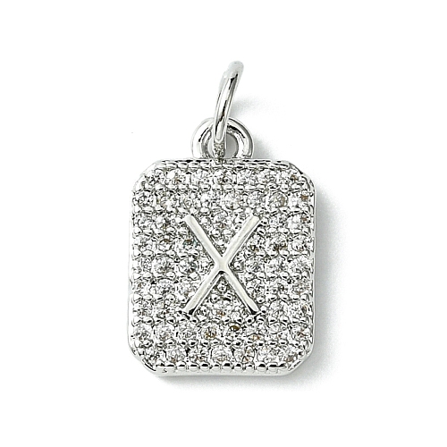 Rack Plating Brass Micro Pave Clear Cubic Zirconia Charms KK-G501-01X-P-1