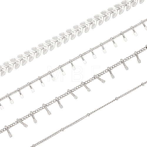 4M 4 Style Stainless Steel Cobs & Satellite Chains and Square Charm Chains STAS-AR0001-37-1