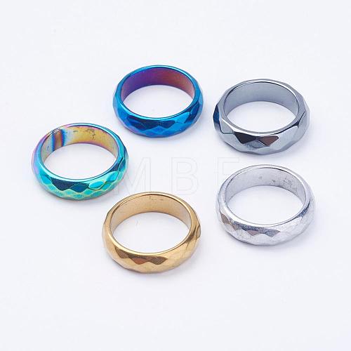 Electroplate Non-Magnetic Synthetic Hematite Rings RJEW-F068-16mm-1