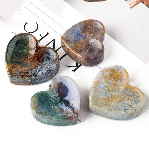 Heart Natural Moss Agate Rose Figurines PW-WG46173-03-1