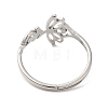 Non-Tarnish 304 Stainless Steel Hollow Lotus Adjustable Ring for Women X-RJEW-M149-32P-2