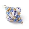 Oriental Blue and White Porcelain Style Lantern Beaded Links Connector Charms PALLOY-MZ01187-3