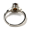 Oval Natural Tiger Eye Adjustable Rings RJEW-Q818-01P-10A-4