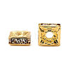 Brass Rhinestone Spacer Beads X-RB-A013-6x6-01G-2