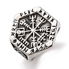 Viking 304 Stainless Steel Vegvisir Wide Finger Rings for Mens RJEW-U005-18A-01-1