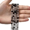 Natural Tourmalinated Quartz/Black Rutilated Quartz Beads Strands G-Z119-A15-01-2